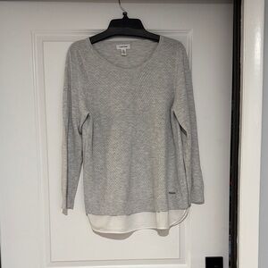 Calvin Klein Light Gray Sweater with Cream Hem